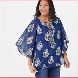 2X Belle by Kim Gravel Floral Medallion Printed Blouse